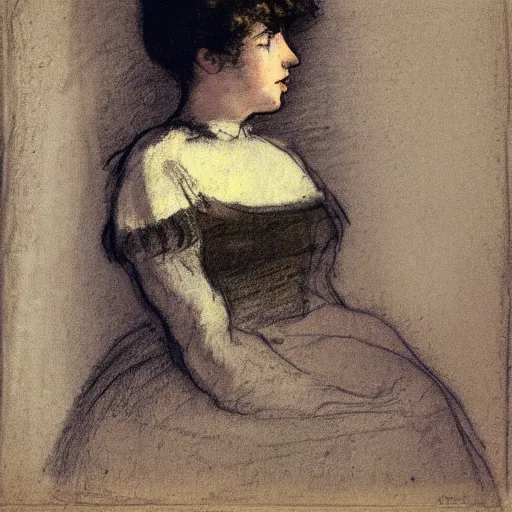 Image similar to a girl in a room, old polaroid by goya, by henri de toulouse - lautrec, elegant drawing, digital painting, jugendstil, strong lights, flat colors, pastel colors,