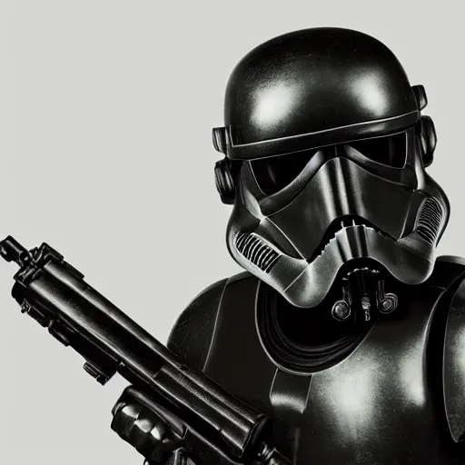Prompt: A Portrait of A Death Trooper from Star Wars, 8k, exquisite detail, cinematic, White Background, Studio Lighting