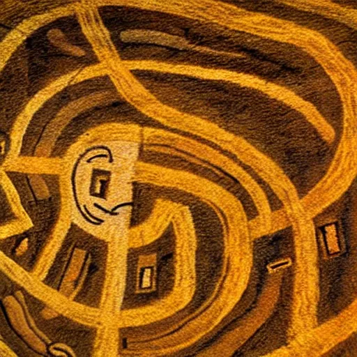 Image similar to labyrinth, paleolithic cave painting