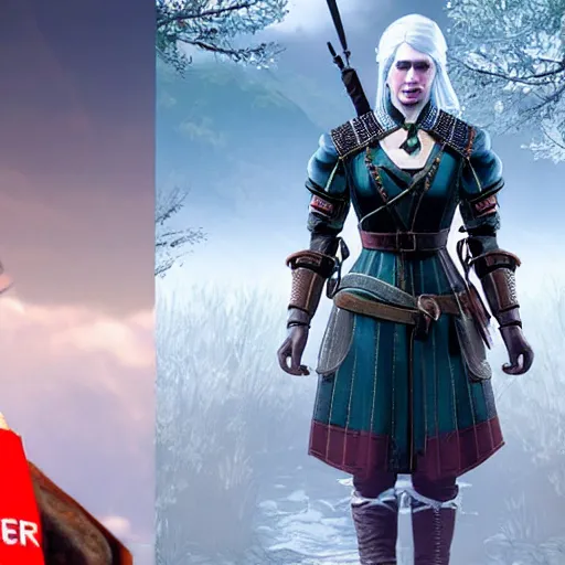 Image similar to a young edwardian woman in the video game Witcher 3