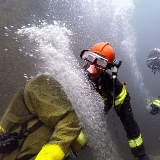 Image similar to fireman underwater putting out a fire