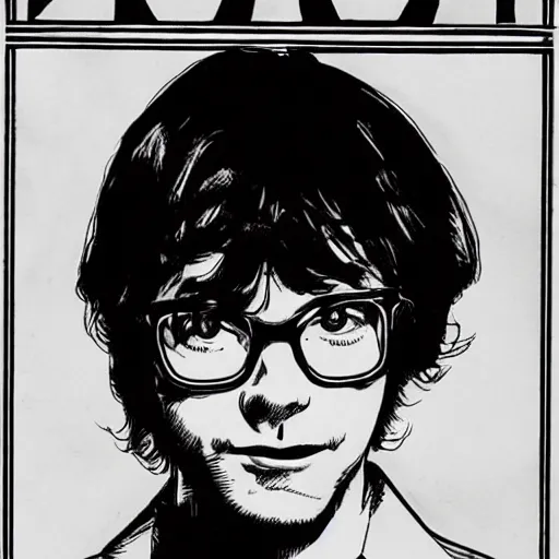 Prompt: young jarvis cocker, portrait, by guido crepax