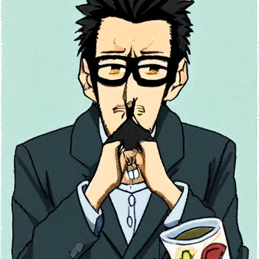 Image similar to gendo ikari smoking a joint