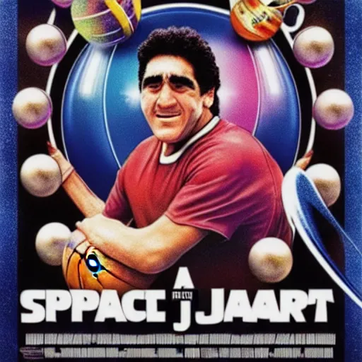 Image similar to a film poster of space jam with maradona, photorealistic film grain,