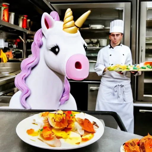 Prompt: A unicorn working as a chef