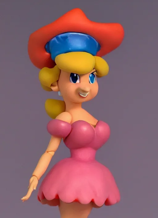 Image similar to claymation figure of princess peach