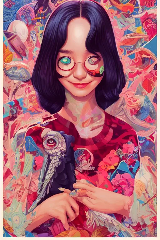 Image similar to a cute girl smiling, Tristan Eaton, victo ngai, artgerm, RHADS, ross draws