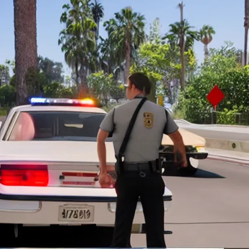 Image similar to Live Action Still of Jerma985 in Beverly Hills Cops, real life, hyperrealistic, ultra realistic, realistic, highly detailed, epic, HD quality, 8k resolution, body and headshot, film still