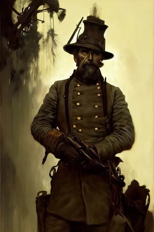 Image similar to hyperrealist portrait of a civil war soldier by jeremy mann and alphonse mucha, fantasy art, photo realistic, dynamic lighting, artstation, poster, volumetric lighting, very detailed faces, 4 k, award winning