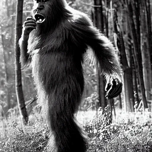 Prompt: the 1967 Patterson Bigfoot photo from another angle