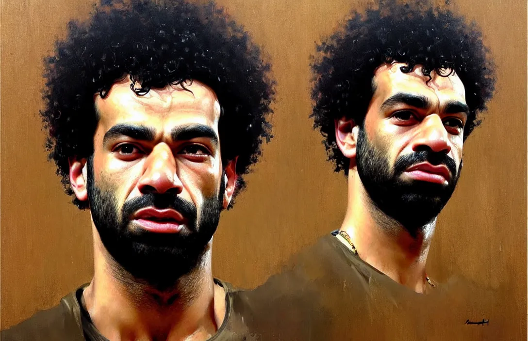 Prompt: portrait of mohamed salah!!!!!!!!!!!!!!!!!!!!!!!!!!!, detailed face, detailed painting,, epic lighting, by ilya repin, phil hale and kent williams