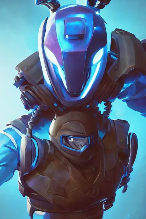 Image similar to epic mask helmet robot ninja portrait stylized as fornite style game design fanart by concept artist gervasio canda, behance hd by jesper ejsing, by rhads, makoto shinkai and lois van baarle, ilya kuvshinov, rossdraws global illumination radiating a glowing aura global illumination ray tracing hdr render in unreal engine 5