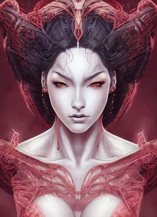 Image similar to a detailed face portrait of the queen of blades, line art, beautiful face, by yusuke murata, by hiroya oku, by tom bagshaw, trending on artstation