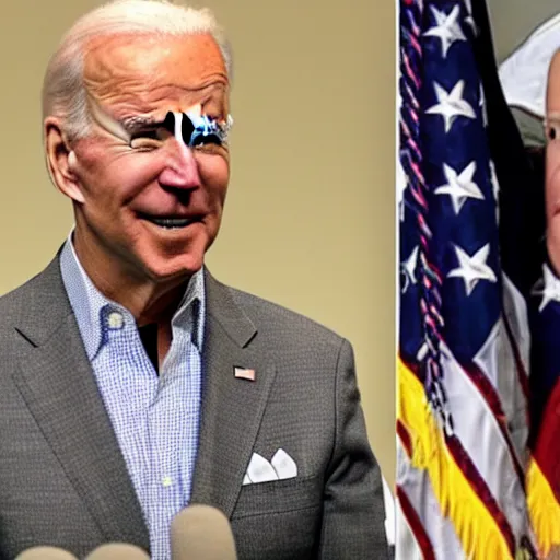 Prompt: joe biden wearing full islamic religious coverings