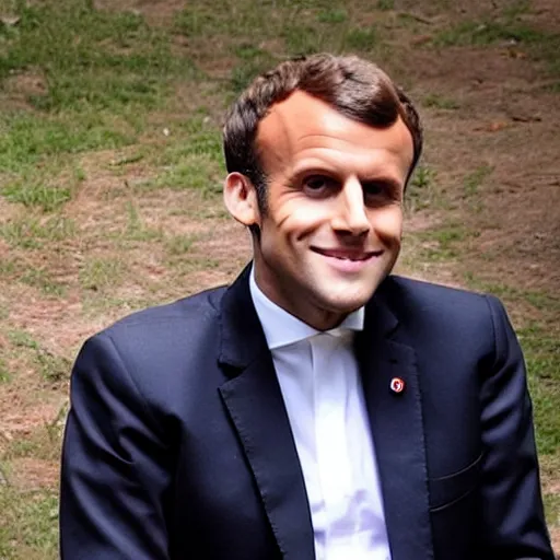 Prompt: Macron with afro hair