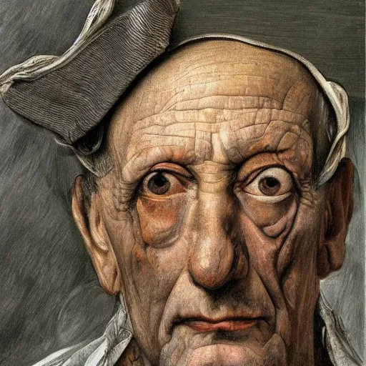 Prompt: high quality high detail painting by lucian freud, hd, portrait of leonardo davinci