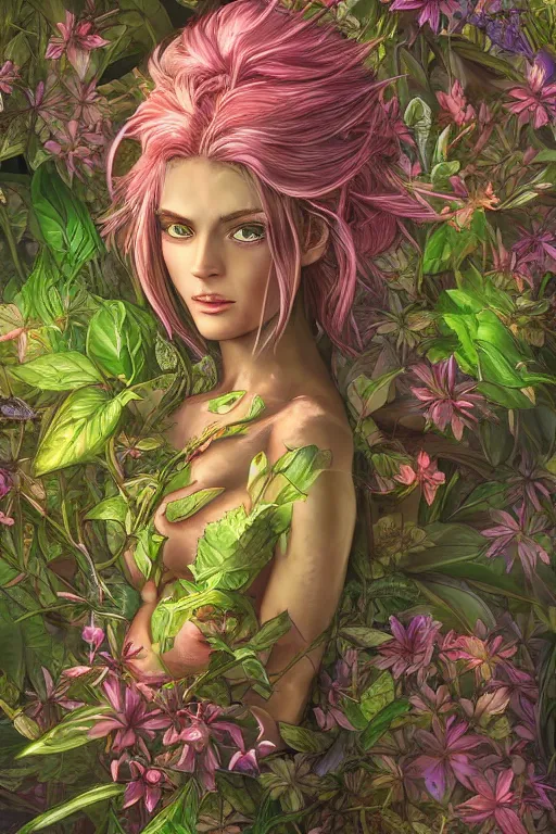 Image similar to book cover | plant fairy | digital painting | highly detailed | vivid colors | cinematic atmosphere | hyper detailed | yutaka kagaya