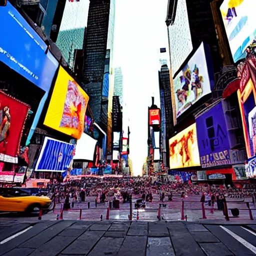 Prompt: a gigantic roman temple in times square