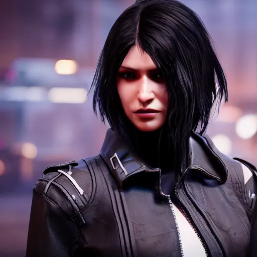 Prompt: black haired woman in a trench coat in a black cyberpunk 2 0 7 7, intricate, highly detailed, face enhance, realistic