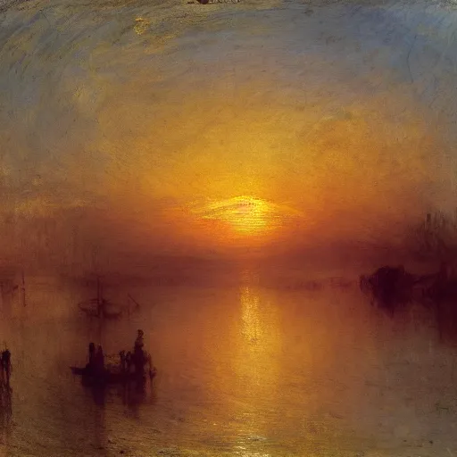 sunset over the river william turner, atmospheric | Stable Diffusion ...