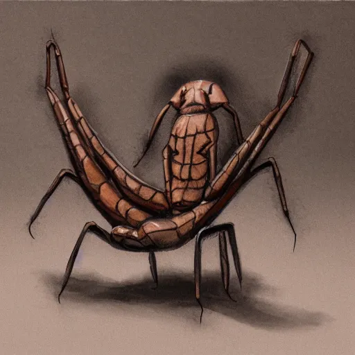 Prompt: arachnid sitting in chair, photorealistic