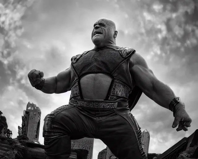 Image similar to danny devito as thanos, cinematic, anamorphic, dramatic, 4 0 mm f / 2. 8