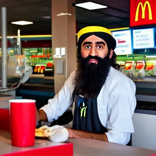 Image similar to bin laden working in mcdonalds