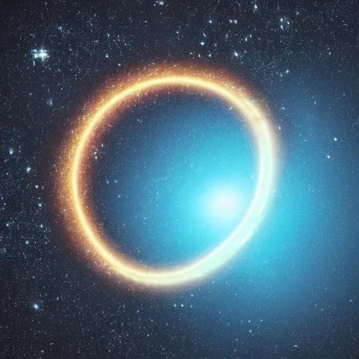 Image similar to a halo ring orbiting a galaxy, 4k resolution