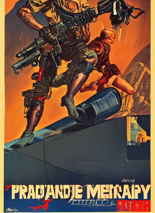 Prompt: propaganda poster. cyberpunk mercenary. portrait by jean giraud and anton otto fischer and john philip falter and will eisner and gil elvgren