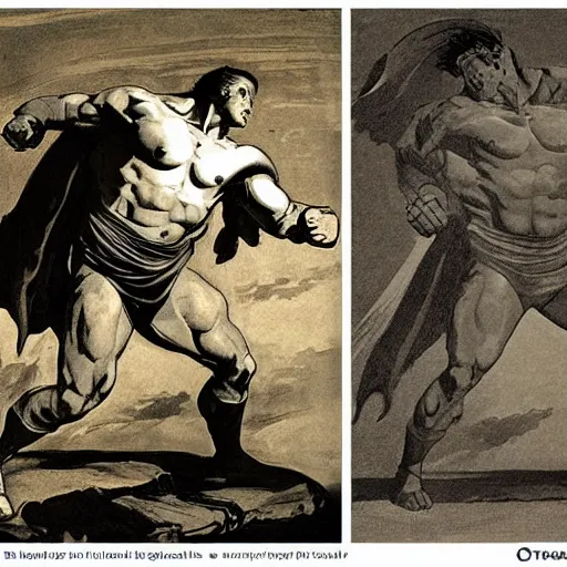 Image similar to inspiring superhero. tough guy big fist. darkness and depth. strong linework vectorized and flattened ; illustrated by goya goya,,,,,,, by artemisia gentileschi, by theodore gericault,