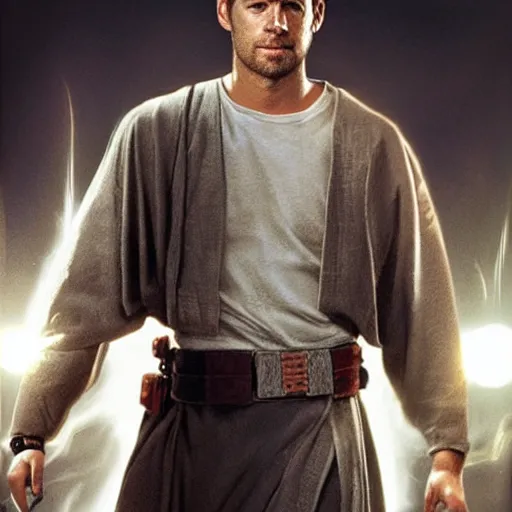 Prompt: Paul Walker as a Jedi, Photoreal, dramatic lighting