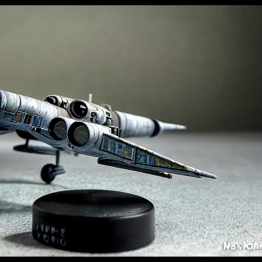 Image similar to luke skywalker, X wing starfighter, bokeh, macro photography