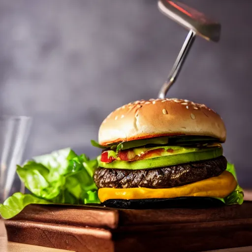 Image similar to a hamburger with a ton of avocdao, 8 k resolution, amazing food photography