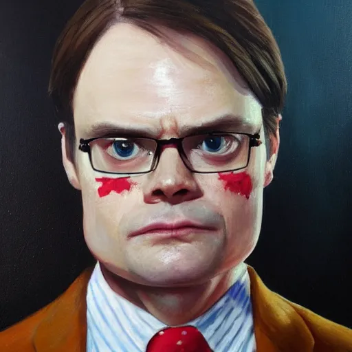 Image similar to Holy Dwight Schrute, oil painting