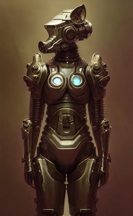 Image similar to a anthropomorphic cyber pig wearing scifi armor, diffuse lighting, fantasy, intricate, elegant, highly detailed, lifelike, photorealistic, digital painting, artstation, illustration, concept art, smooth, sharp focus, art by john collier and albert aublet and krenz cushart and artem demura and alphonse mucha
