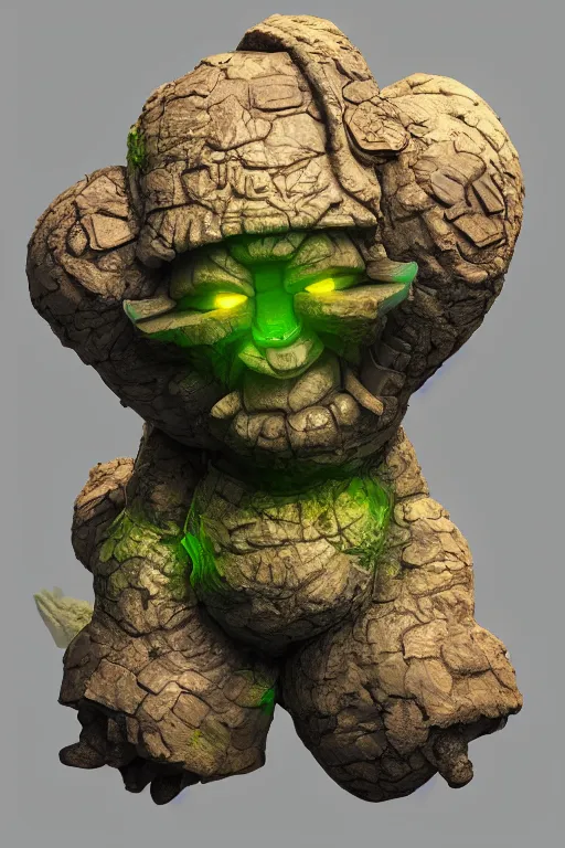 Image similar to zelda fantasy art giant golem troll wood rock greeble gemstone, global illumination ray tracing hdr fanart arstation by sung choi and eric pfeiffer and gabriel garza and casper konefal