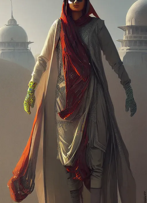 Image similar to epic futuristic pakistan clothes. highly detailed, digital painting, concept art, smooth, sharp focus, illustration, art by greg rutkowski