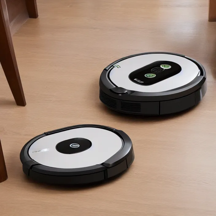 Image similar to A Roomba with 4 long robotic legs, 3D product advertising, 3D professional advertising, studio quality