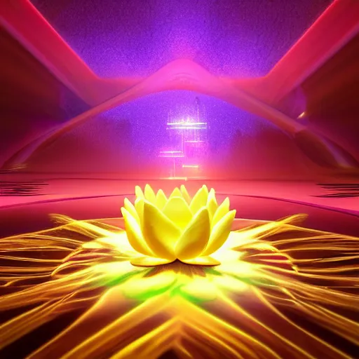 Prompt: lotus flower, cinematic lighting, magic particles, glow, lens flare, digital art