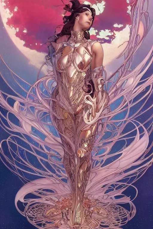 Image similar to waiting for loves lost, by artgerm and yoshitaka amano and moebius and alphonse mucha, hyperdetailed, dc comics, ornate, nebula, explosions in the sky, trending on artstation