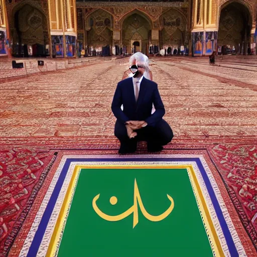 Prompt: geert on his knees praying to mecca, Qiblah