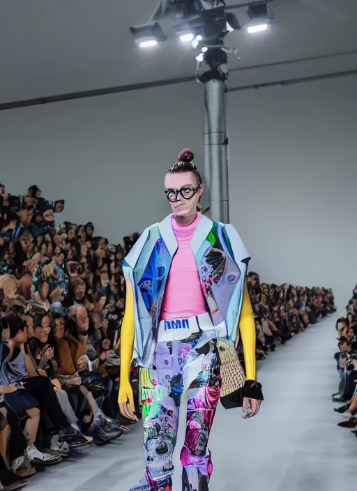 Prompt: hyperrealistic and heavy detailed balenciaga runway show of rick and morty , Leica SL2 50mm, vivid color, high quality, high textured, real life