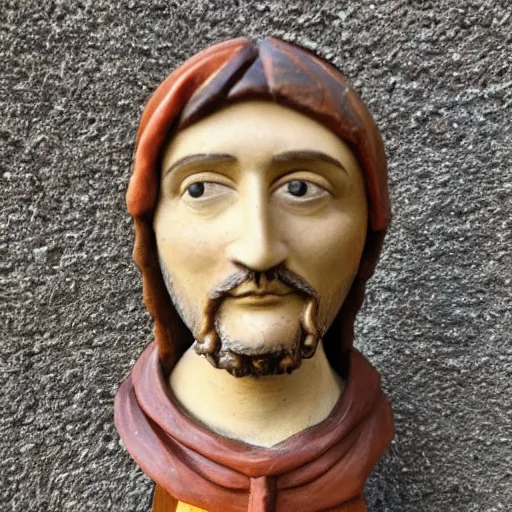 Prompt: holy roman chalkware Jesus bust antique painted sacred Catholic