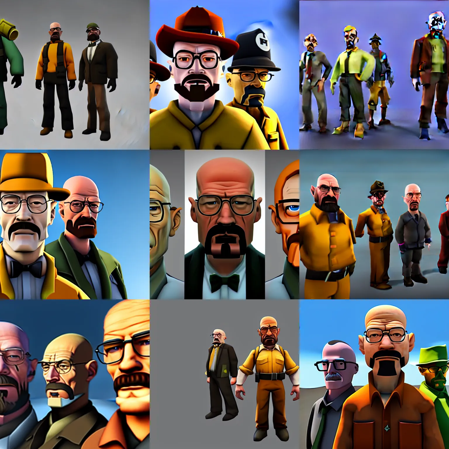 Prompt: team fortress 2 walter white model, rendered in sfm