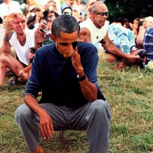 Image similar to obama smoking a blunt at woodstock