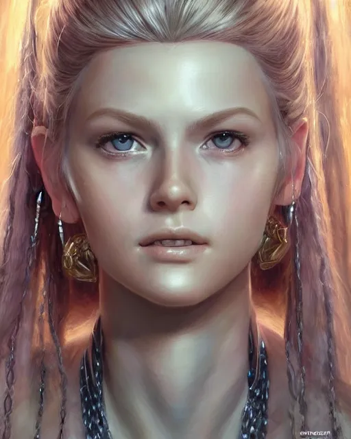 Image similar to human barbie portrait | highly detailed | very intricate | symmetrical | cinematic lighting | award - winning | closeup portrait | balthier final fantasy | painted by donato giancola and mandy jurgens and charlie bowater | featured on artstation