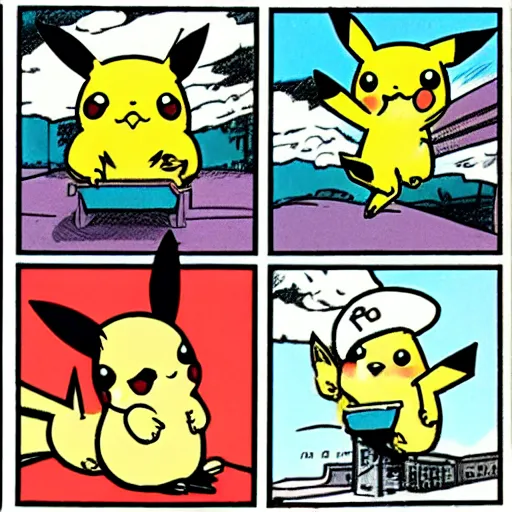 Prompt: Pikachu as drawn by comic strip artist Jim Davis (1989)
