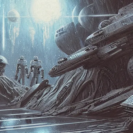 Image similar to highly detailed doodle art of scenes from star wars concept art fanart, detailed and intricate environment