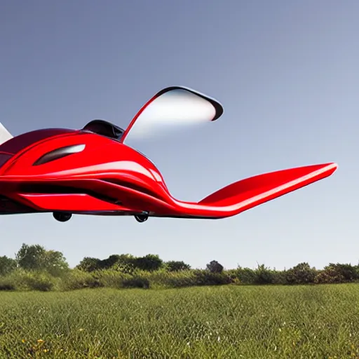 Prompt: futuristic red sporty electric flying hovercar 35mm 8k product photo