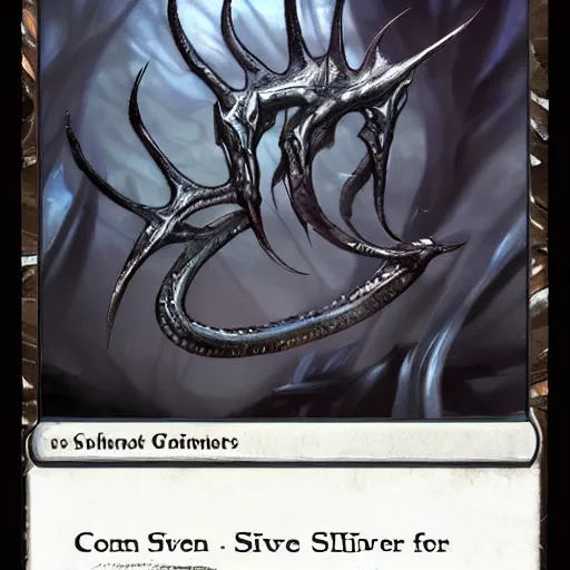 Image similar to concept art of sliver creature, mtg, hyper realistic, fantasy, tendrils, one claw